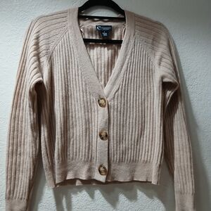 Bloomingdale's Ribbed Knit Cardigan in Cream